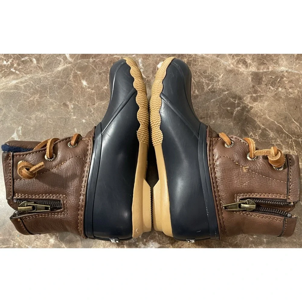 Sperry Toddler Top Sider Saltwater Blue Brown Leather‎ Waterproof Duck Boots 10M